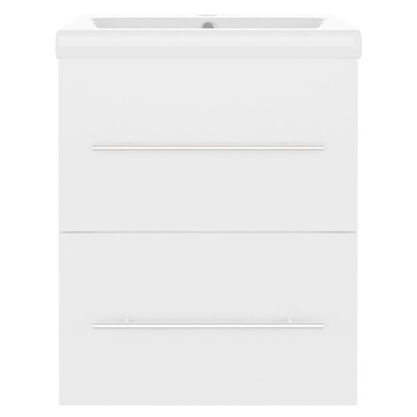 vidaXL Armoire d'évier avec lavabo intégré Blanc Aggloméré