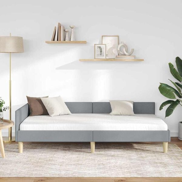 vidaXL Cadre de lit d'angle Gris clair 100 x 200 cm tissu