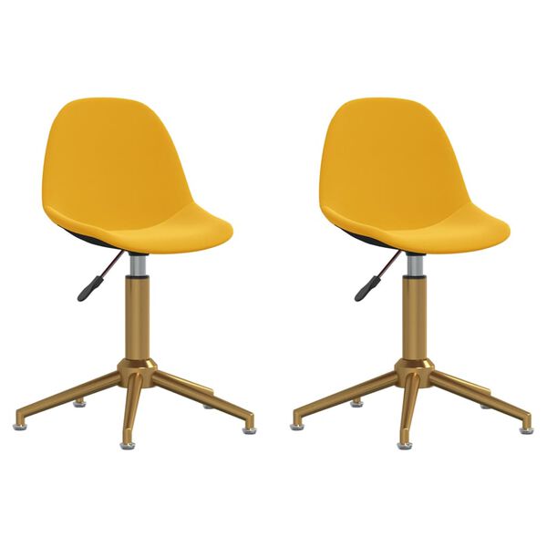 vidaXL Chaises &agrave; manger pivotantes lot de 2 jaune moutarde velours