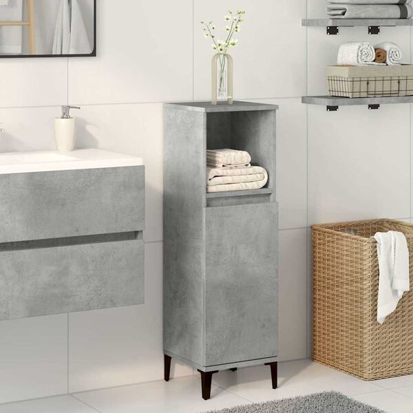 vidaXL Armoire de salle de bain gris béton 30x30x100 cm