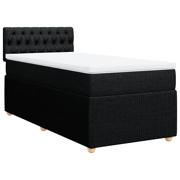 vidaXL Sommier &agrave; lattes de lit avec matelas Noir 90x200 cm Tissu