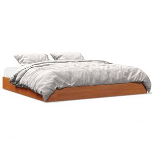 vidaXL Cadre de lit sans matelas cire marron 200x200cm bois pin massif