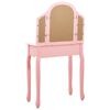 vidaXL Coiffeuse et tabouret Rose 65x36x128 cm Bois de paulownia MDF