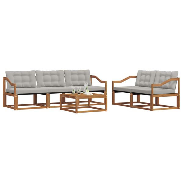 vidaXL Ensemble de canap&eacute;s d'ext&eacute;rieur 6 pcs Gris Naturel et Clair