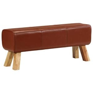 vidaXL Banc de bok de gymnastique marron 110 cm cuir véritable et bois