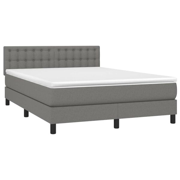 vidaXL Sommier &agrave; lattes de lit avec matelas Gris fonc&eacute; 140x200cm Tissu