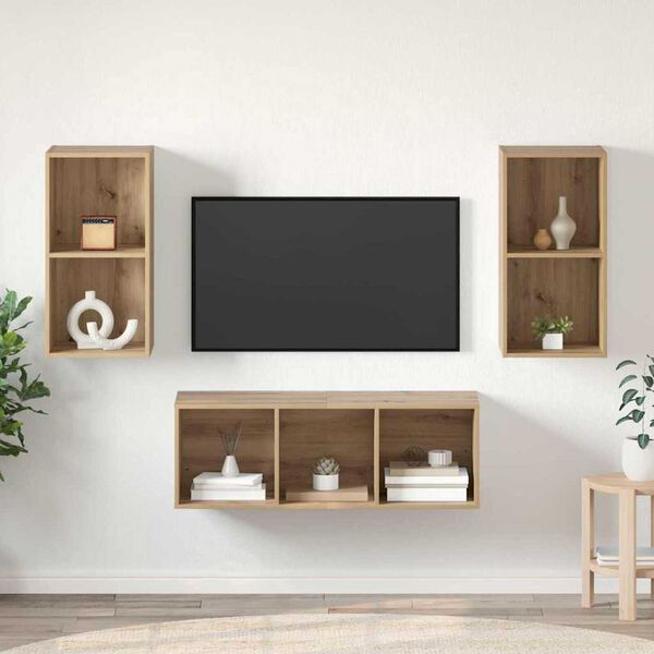 vidaXL Ensemble meuble TV 3 pcs Ch&ecirc;ne artisanal Bois d'ing&eacute;nierie
