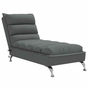vidaXL Chaise longue de massage avec coussins gris foncé tissu