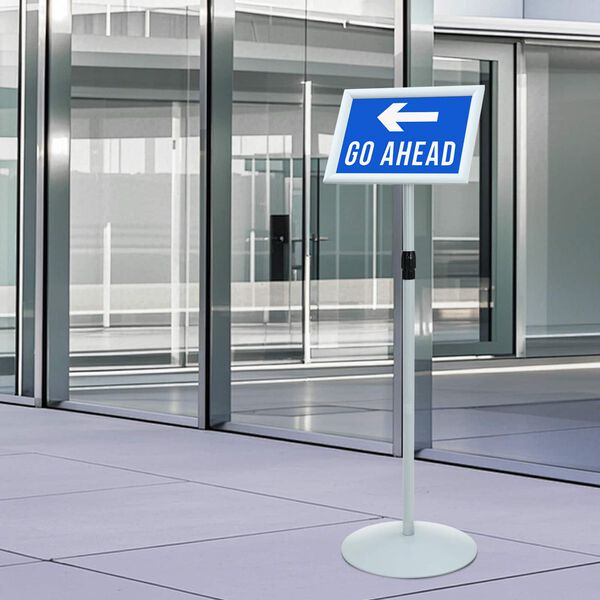 vidaXL Stand de Poster sur Pied Argent&eacute; 33 x 33 x 123 cm PVC et Acier