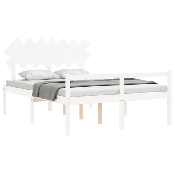 vidaXL Lit pour personne &acirc;g&eacute;e sans matelas blanc bois massif
