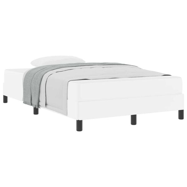 vidaXL Cadre de lit avec matelas Blanc pur 120 x 190 cm tissu