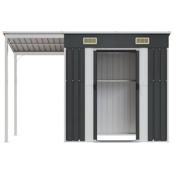vidaXL Abri de jardin avec toit prolong&eacute; anthracite 277x107x181 cm