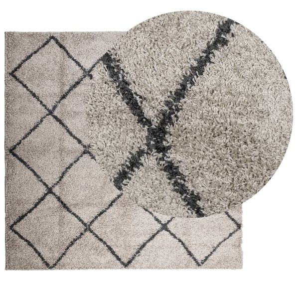 vidaXL Tapis shaggy &agrave; poils longs moderne beige anthracite 160x160 cm