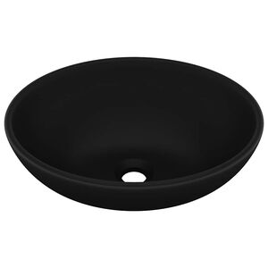 vidaXL Lavabo ovale de luxe Noir mat 40x33 cm C&eacute;ramique