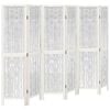 vidaXL Cloison de s&eacute;paration 6 panneaux blanc bois de paulownia massif