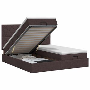 vidaXL Lit ottoman avec matelas 2 pc Marron fonc&eacute; Tissu