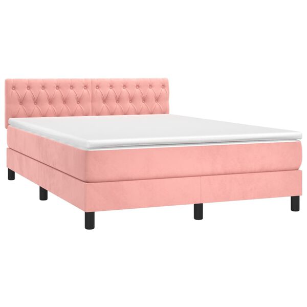 vidaXL Sommier &agrave; lattes de lit avec matelas et LED Rose 140x200 cm