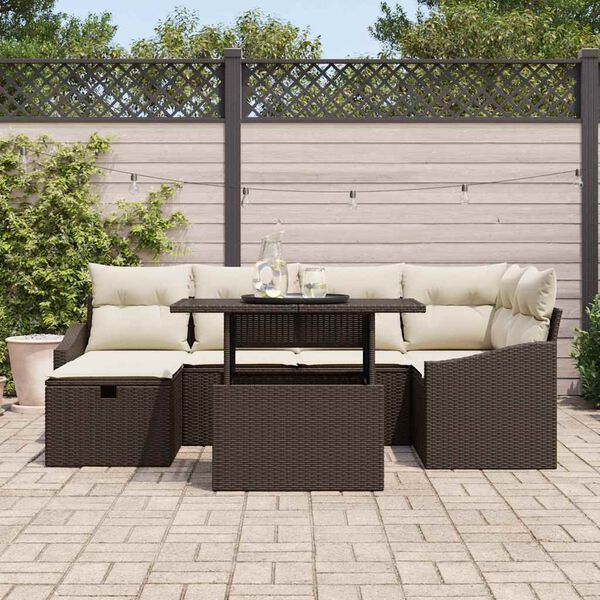 vidaXL Ensemble de canap&eacute; de jardin 7 pcs Marron polyrotin