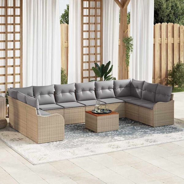 vidaXL Ensemble de canap&eacute; de jardin 11 pcs Beige et Gris clair