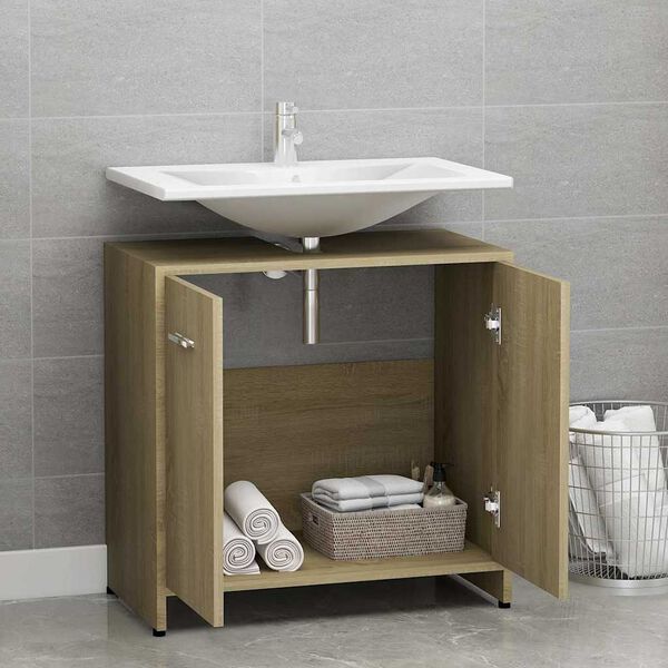 vidaXL Armoire de salle de bain Ch&ecirc;ne sonoma Bois d'ing&eacute;nierie