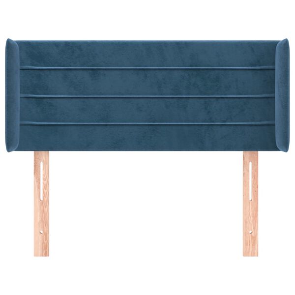 vidaXL T&ecirc;te de lit avec oreilles Bleu fonc&eacute; 93x16x78/88 cm Velours