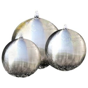 vidaXL 3 pcs Sph&egrave;res de fontaine de jardin avec LED Acier inoxydable