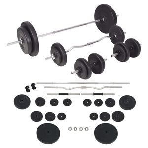 vidaXL Ensemble d'halt&egrave;res et barres d'halt&egrave;res 90 kg