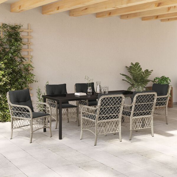 vidaXL Ensemble de salle &agrave; manger pour jardin 7 pcs Gris clair
