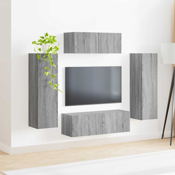 vidaXL Ensemble meuble TV 3 pcs Gris Sonoma Bois d'ing&eacute;nierie