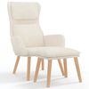 vidaXL Chaise de relaxation avec tabouret Blanc cr&egrave;me Velours