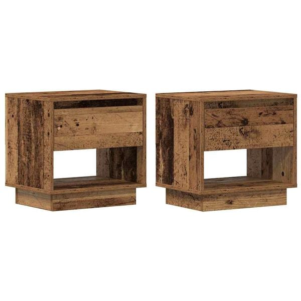 vidaXL Table de nuit avec tiroir 2 pcs Bois ancien 45 x 34 x 44 cm