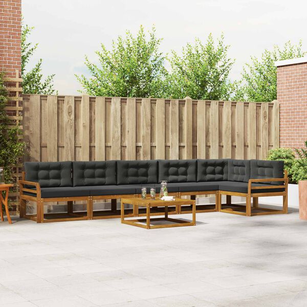 vidaXL Ensemble de canap&eacute;s d'ext&eacute;rieur 7 pcs Naturel et Anthracite