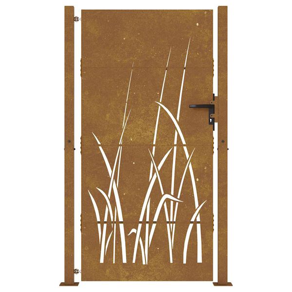 vidaXL Portail de jardin 100x200 cm acier corten conception d'herbe