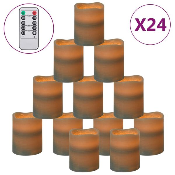 vidaXL Bougies à LED sans flamme 24 pcs avec télécommande Blanc chaud