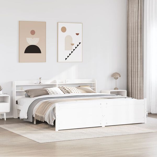vidaXL Cadre de lit avec t&ecirc;te de lit sans matelas blanc 200x200 cm