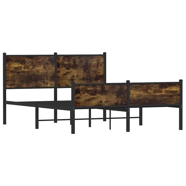 vidaXL Cadre de lit en m&eacute;tal sans matelas ch&ecirc;ne fum&eacute; 137x190 cm