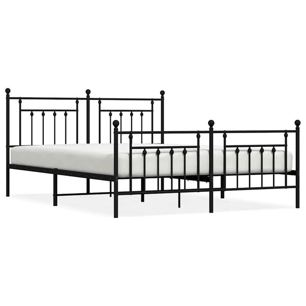 vidaXL Cadre de lit m&eacute;tal sans matelas avec pied de lit noir 160x200cm