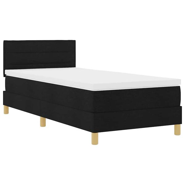 vidaXL Lit &agrave; ressorts avec matelas Noir 90 x 190 cm tissu