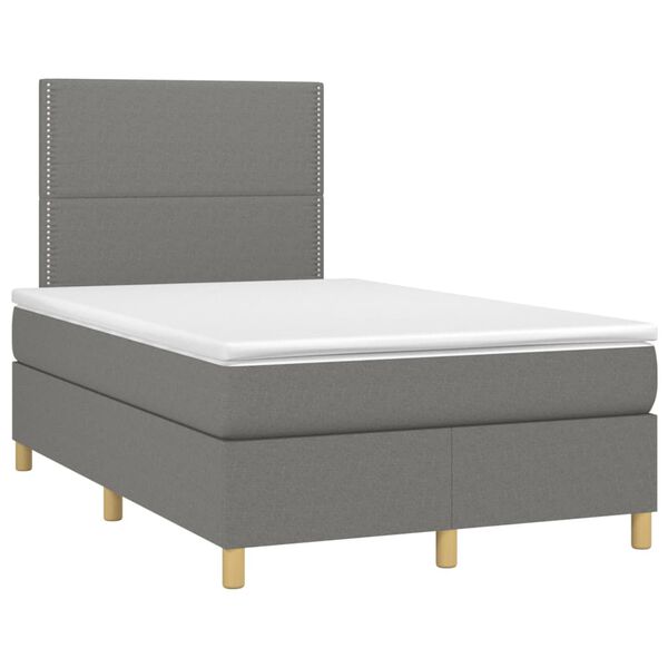 vidaXL Sommier &agrave; lattes de lit avec matelas Gris fonc&eacute; 120x200cm Tissu
