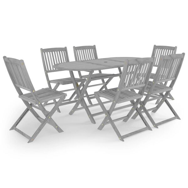 vidaXL Ensemble &agrave; manger de jardin 7 pcs Bois d'acacia massif Gris