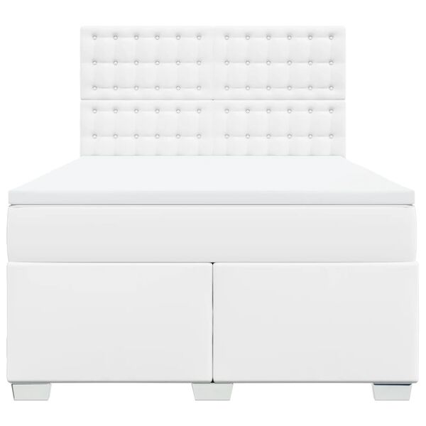 vidaXL Sommier &agrave; lattes de lit avec matelas Blanc 140x200cm Similicuir