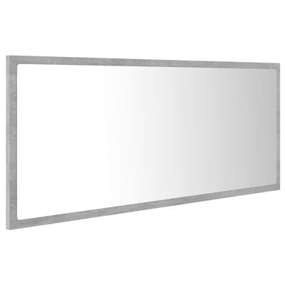 vidaXL Miroir à LED de salle de bain Gris béton 100x8,5x37cm Acrylique