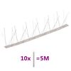vidaXL Ensemble de 10 pointes &agrave; 5 rang&eacute;es contre oiseaux Inox 5 m