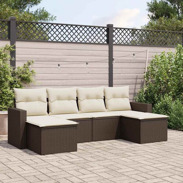 vidaXL Salon de jardin avec coussins 6 pcs marron r&eacute;sine tress&eacute;e