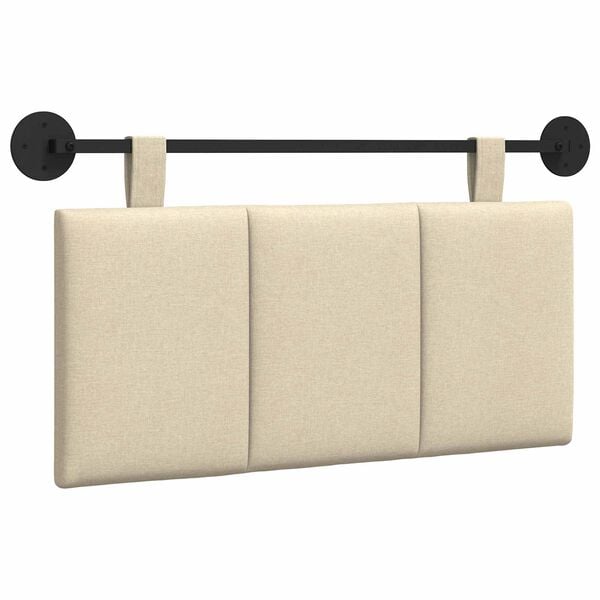 vidaXL T&ecirc;te de lit suspendue Montage mural Cr&egrave;me 90 x 55 x 5 cm tissu