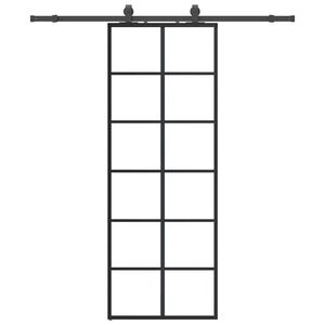 vidaXL Porte coulissante kit de quincaillerie noir 76x205 cm verre ESG