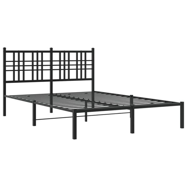 vidaXL Cadre de lit métal sans matelas avec tête de lit noir 120x190cm