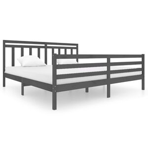 vidaXL Cadre de lit sans matelas gris bois massif 200x200 cm