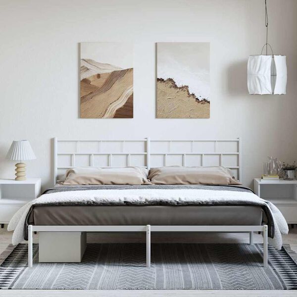 vidaXL Cadre de lit m&eacute;tal sans matelas et t&ecirc;te de lit blanc 193x203 cm