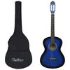 vidaXL Guitare classique avec sac pour d&eacute;butants Bleu 4/4 39